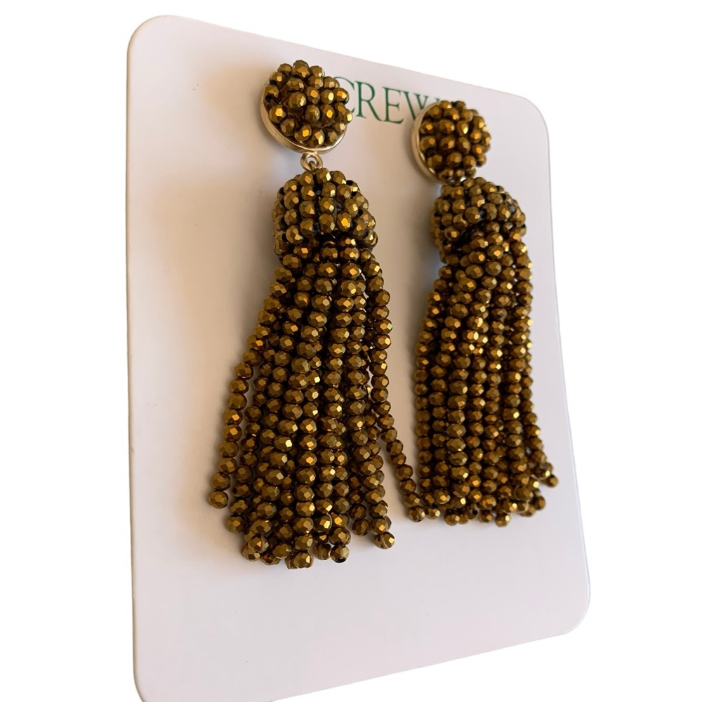 NEW J. Crew Faceted Gold tassel earrings